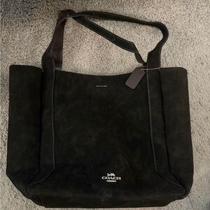 Coach Black Suede Tote Bag